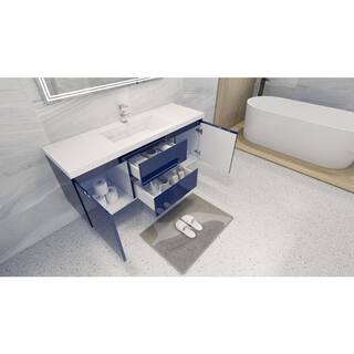 Moreno Bath Bohemia 59 in. W Bath Vanity in High Gloss Night Blue with Reinforced Acrylic Vanity Top in White with White Basin MOB60S-NB