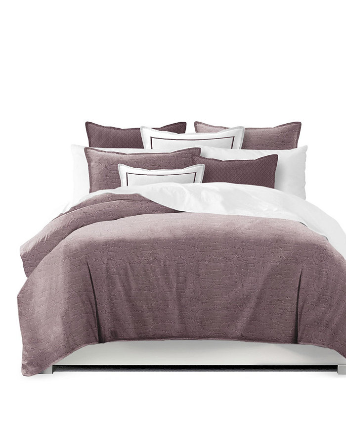 6ix Tailors Fine Linens Nuha Plum Queen Comforter and 2 Shams Set， Plus 2 Bonus Cushions