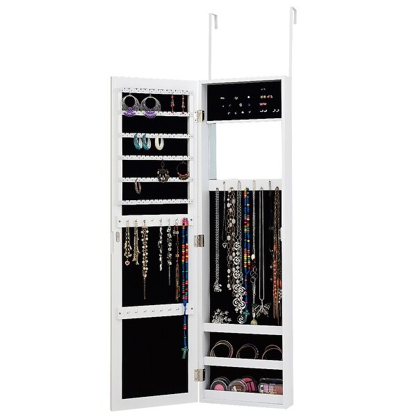 Wall Door Mounted Jewelry Organizer with Mirror - - 31672699