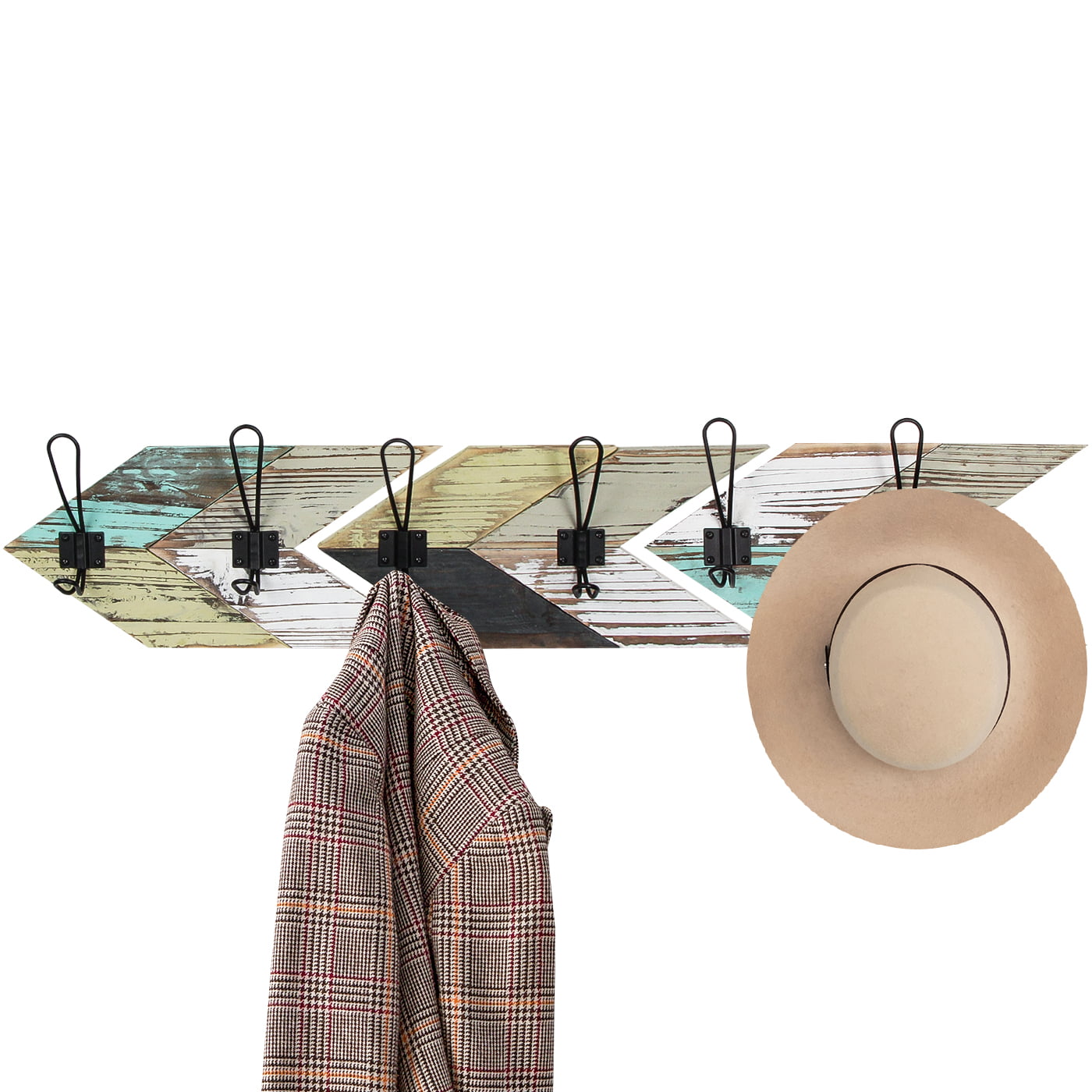 J JACKCUBE DESIGN Set of 3 Arrow Rustic Wall Mounted Coat Rack with 6 Heavy Duty Metal Coat Hanger Hooks Rack for Coats， Hats， Purse on Entryway， Bedroom， Mudroom， Kitchen- MK908A