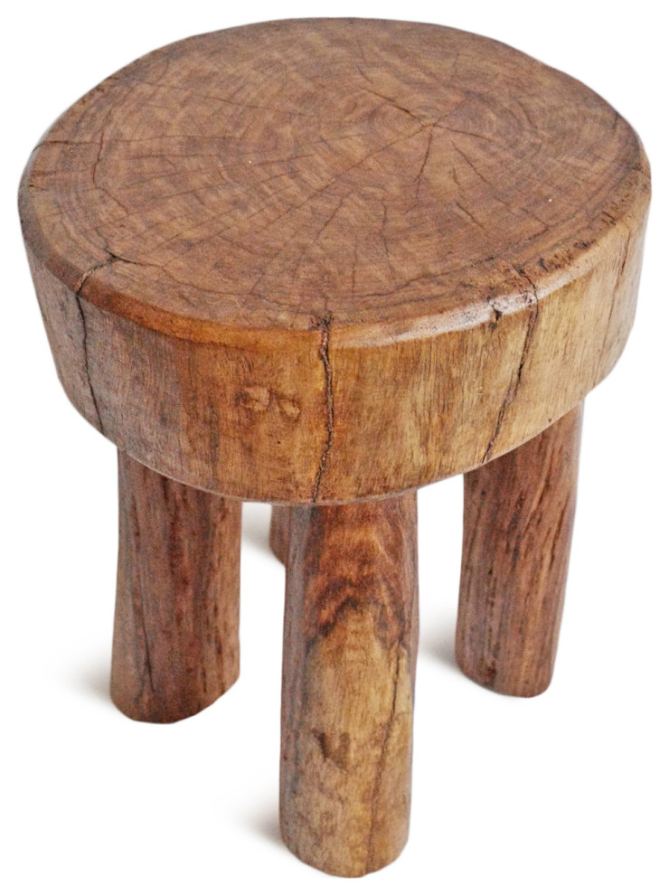 Consigned Ivory Coast Wood Stool 8   Rustic   Accent And Garden Stools   by Design Mix Furniture  Houzz