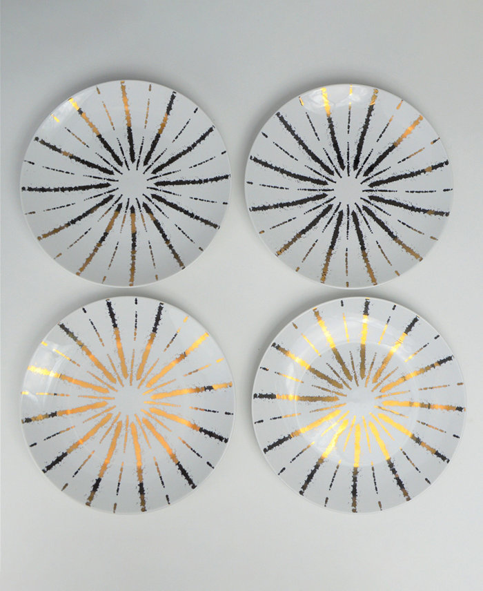 Euro Ceramica Luminaire 4 Piece Salad Accent Plate Set