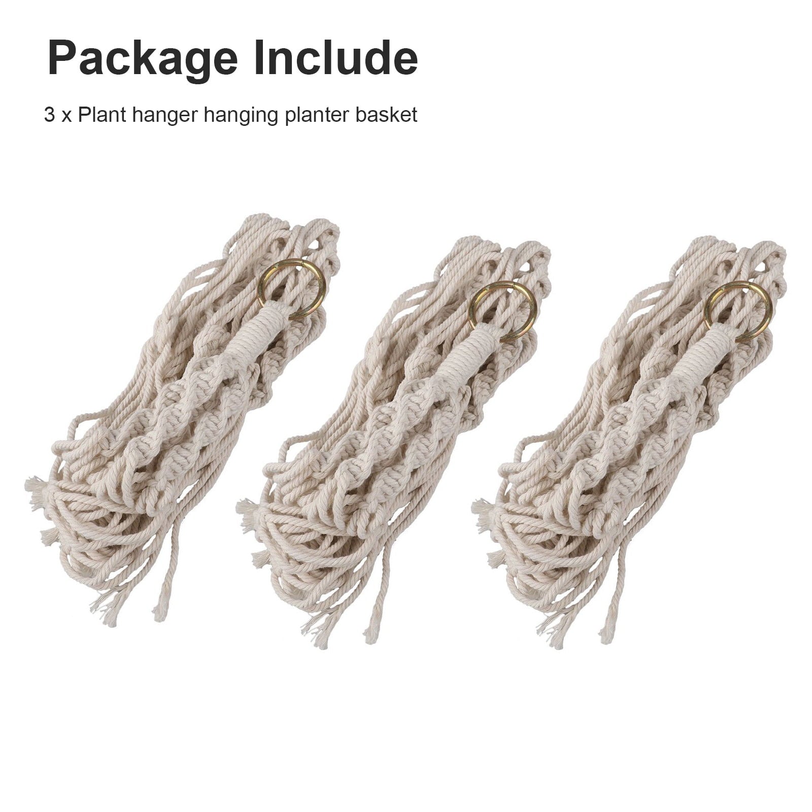 EEEKit 3pcs Macrame Plant Hanger, Indoor Outdoor Wall Hanging Planter Basket Flower Pot Holder Boho Home Decor Cotton Rope 4 Legs 41 inch for Living Room, Kitchen, Deck, Patio, High and Low Ceiling