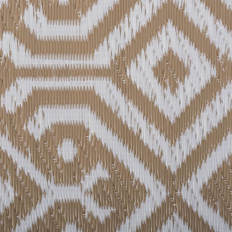 4' x 6' Taupe Brown And Off-White Rectangular Moroccan Reversible Outdoor Rug