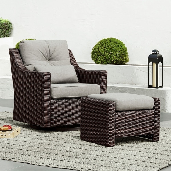 Murphy Outdoor Wicker Patio Furniture Swivel Glider Chair