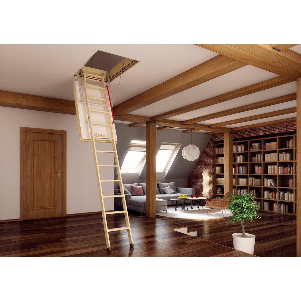 Fakro LWT 7 ft. 5 in.-8 ft. 11 in. 22-12 in. x 47 in. Super-Thermo Insulated Wooden Attic Ladder with 300 lb. Load Capacity 66891