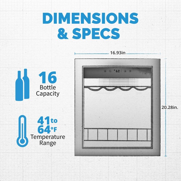 Newair Freestanding 16 Bottle Compressor Wine Fridge In Stainless Steel Adjustable Racks And Exterior Digital Thermostat