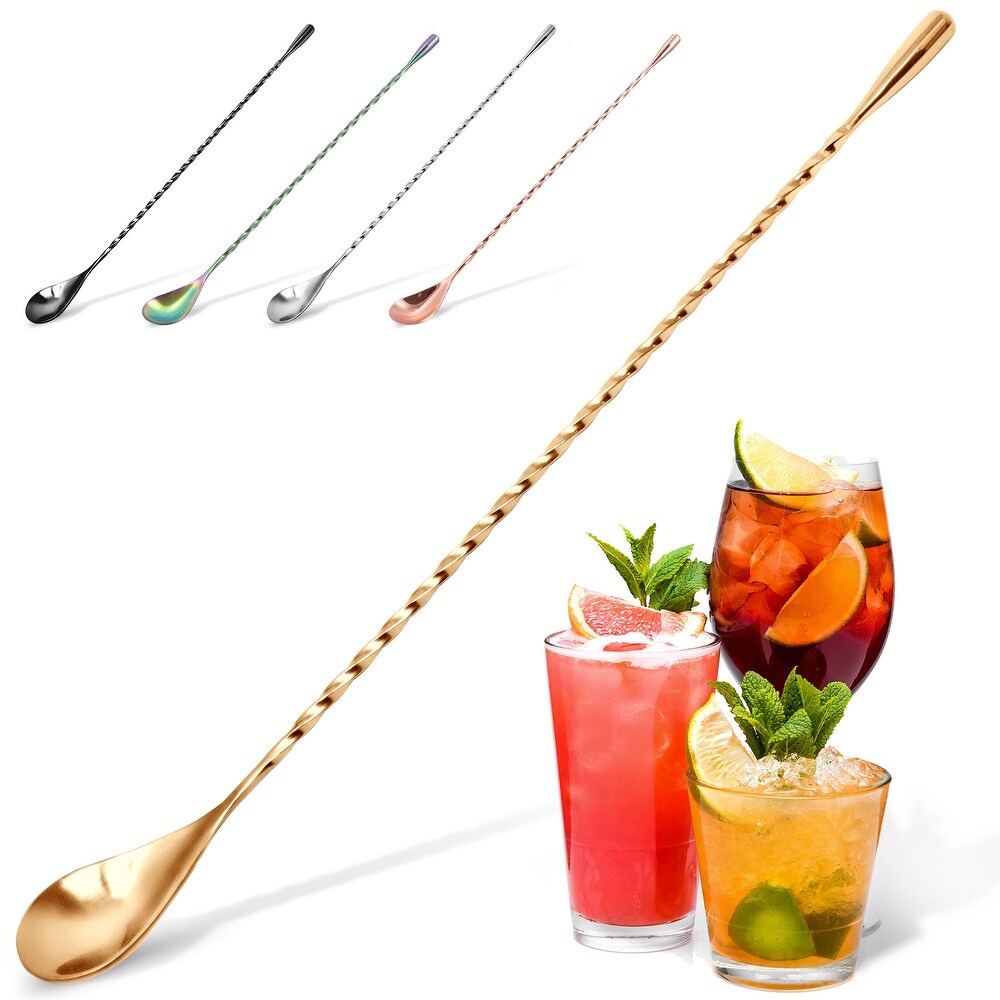 Zulay Kitchen Premium 12 Inch Stainless Steel Cocktail Spoon