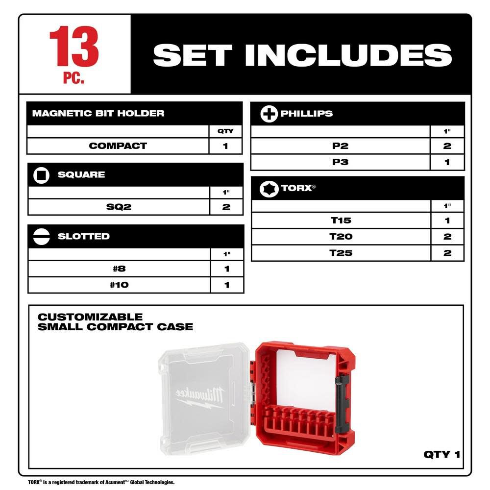 Milwaukee SHOCKWAVE Impact Duty Driver Bit 13pc Set 48-32-4035 from Milwaukee