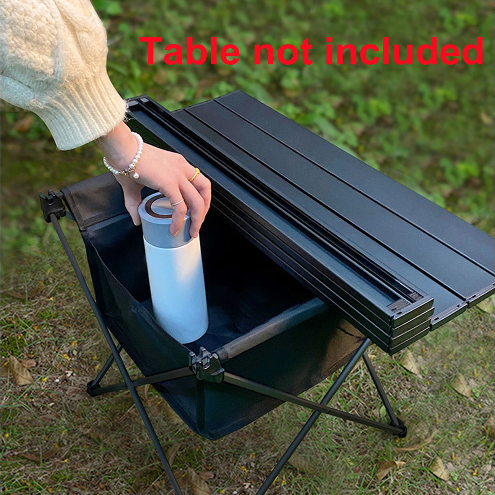 Lingouzi Folding Camping Table Portable Camping Side Tables With Aluminum Table Top With Carrying Bag， Waterproof Fold Up Lightweight Table For Picnic Camp Beach Outdoor Bbq Cooking， Beach Tables