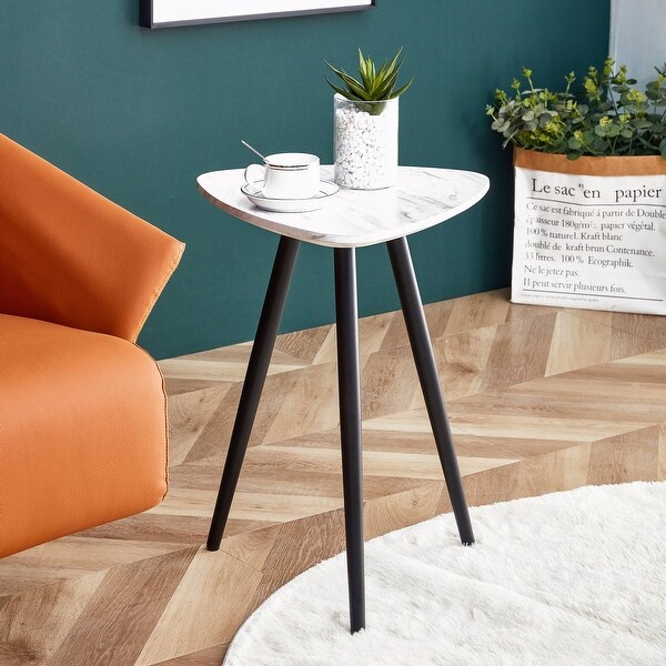 Triangle Faux Marble Side Table