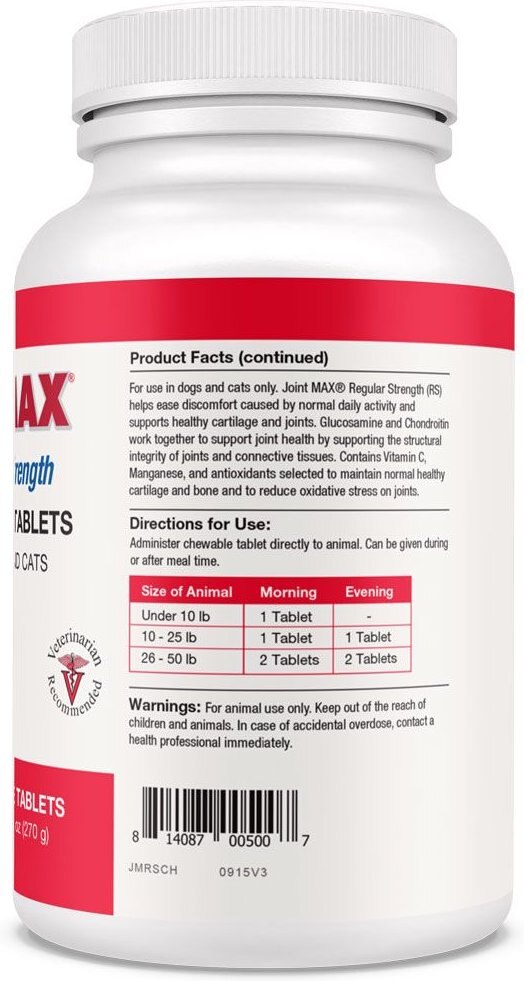 Joint MAX Regular Strength Chewable Tablets for Dogs and Cats