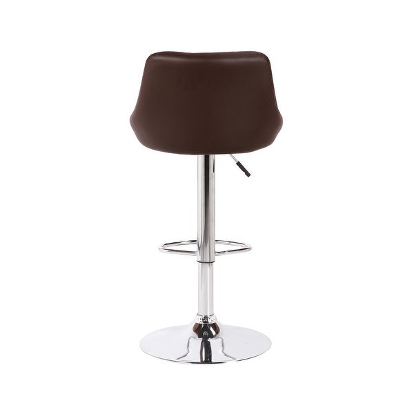 Porthos Home Rea Swivel Adjustable Height Bar Stool， PU Leather， Chrome Base