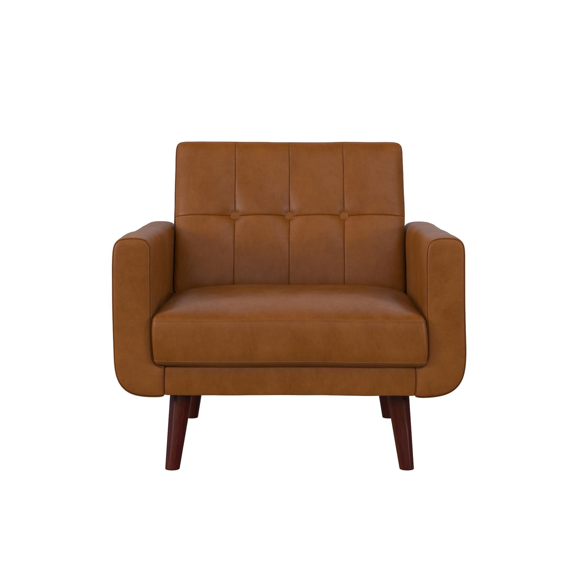 Better Homes & Gardens Nola Modern Chair with Arms, Camel Faux Leather