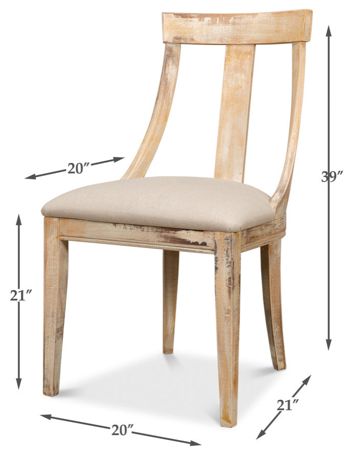 Deco Dining Chairs Set of 2 Antique Oak Linen Flax   Contemporary   Armchairs And Accent Chairs   by Sideboards and Things  Houzz