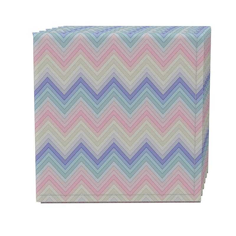 Napkin Set of 4， 100% Cotton， 20x20， Pastel Chevron