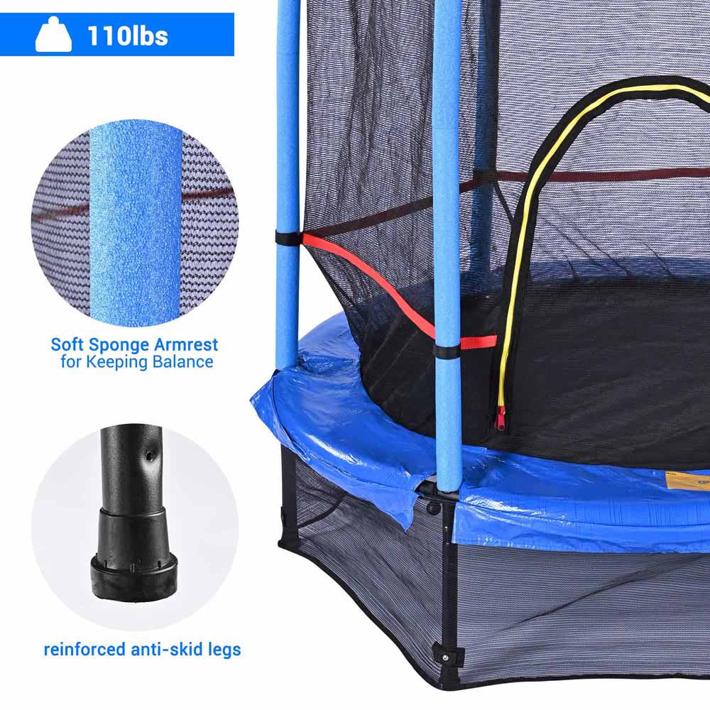 Yescom 4.5 ft Mini Trampoline with Net & Pad Indoor Kids Exercise