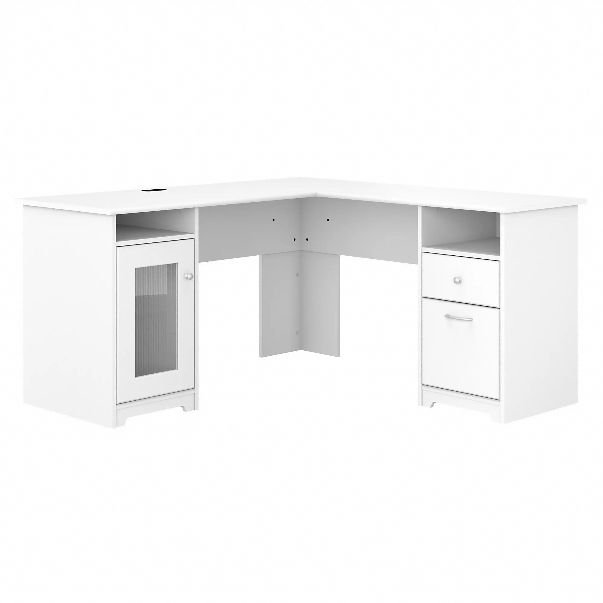 Cabot White L-Shaped Desk - Bush Furniture