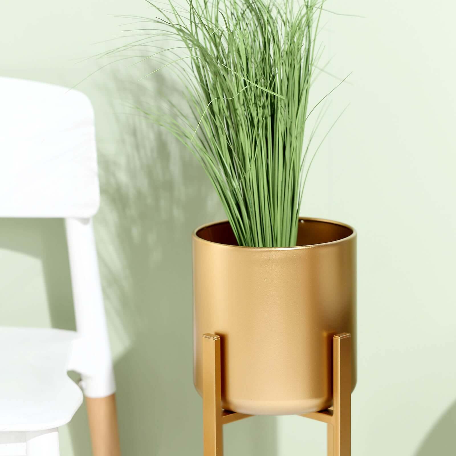 Set of 2 Modern Gold Metal Planter Stands, Decorative Indoor Plant Pots 25