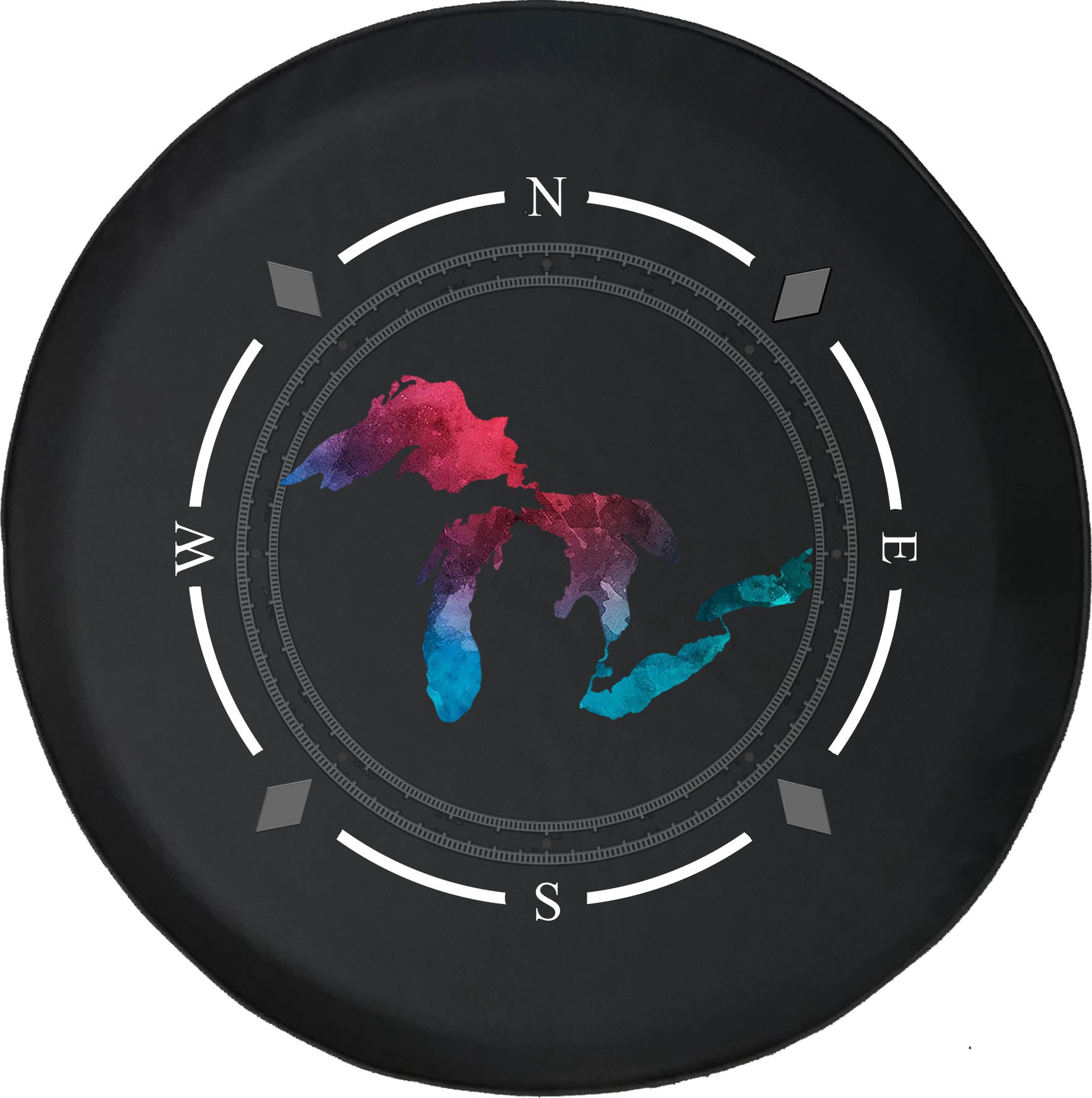 Spare Tire Cover Compass Great Lakes Michigan Watercolor Wheel Covers Fit for SUV accessories Trailer RV Accessories and Many Vehicles