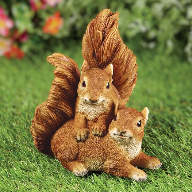 Collections Etc Hand painted Playful Squirrels Resin Garden Sculpture 6 25 X 5 75 X 6 5 Brown