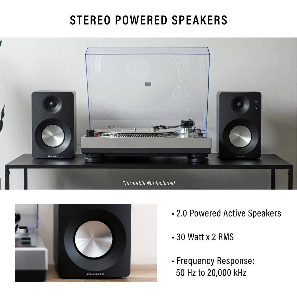 Crosley S100 Stereo Powered Speakers S100A-BK