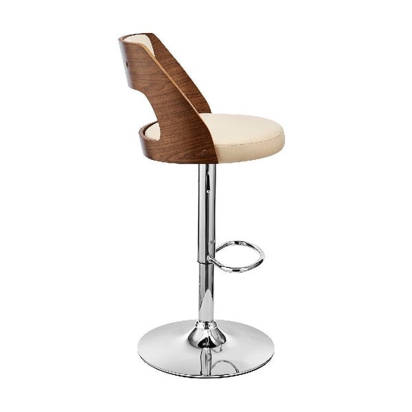 Adjustable Barstool with Open Design Wooden Back - 19 L X 19 W X 44 H Inches