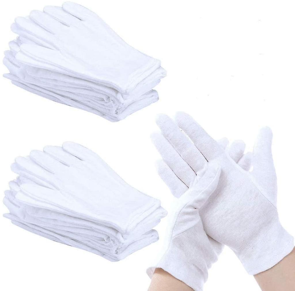 12 Pairs White Gloves Cotton Soft Cotton Gloves Breathable Work Gloves Ladies