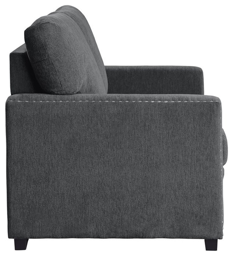 Pemberly Row 62 quotChenille Loveseat with Nailhead in Dark Gray   Transitional   Loveseats   by Homesquare  Houzz