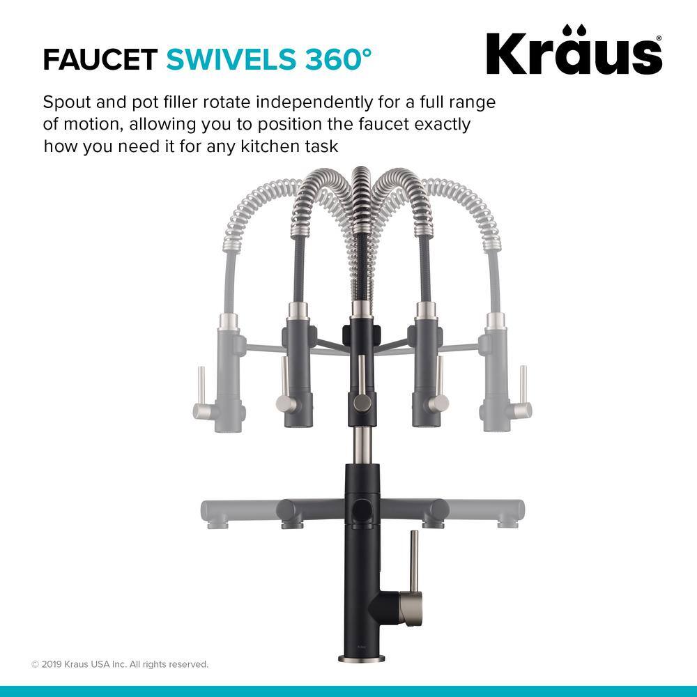 KRAUS Artec Pro Single Handle Pull Down Sprayer Kitchen Faucet with Pot Filler in Spot Free Stainless SteelMatte Black KPF-1603SFSMB