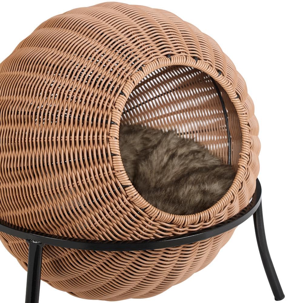 Sam's Pets Nala Medium Brown Wicker Cat Condo Bed SP-CB1294BR