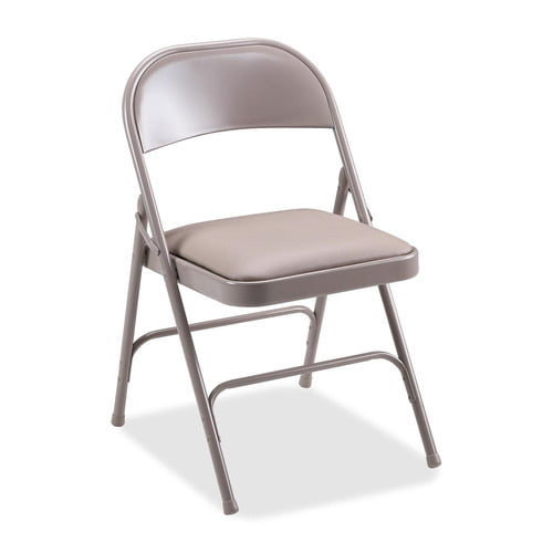 Lorell Steel Folding Chairs - 4/CT Beige Vinyl Seat - Beige Steel Frame/ Carton