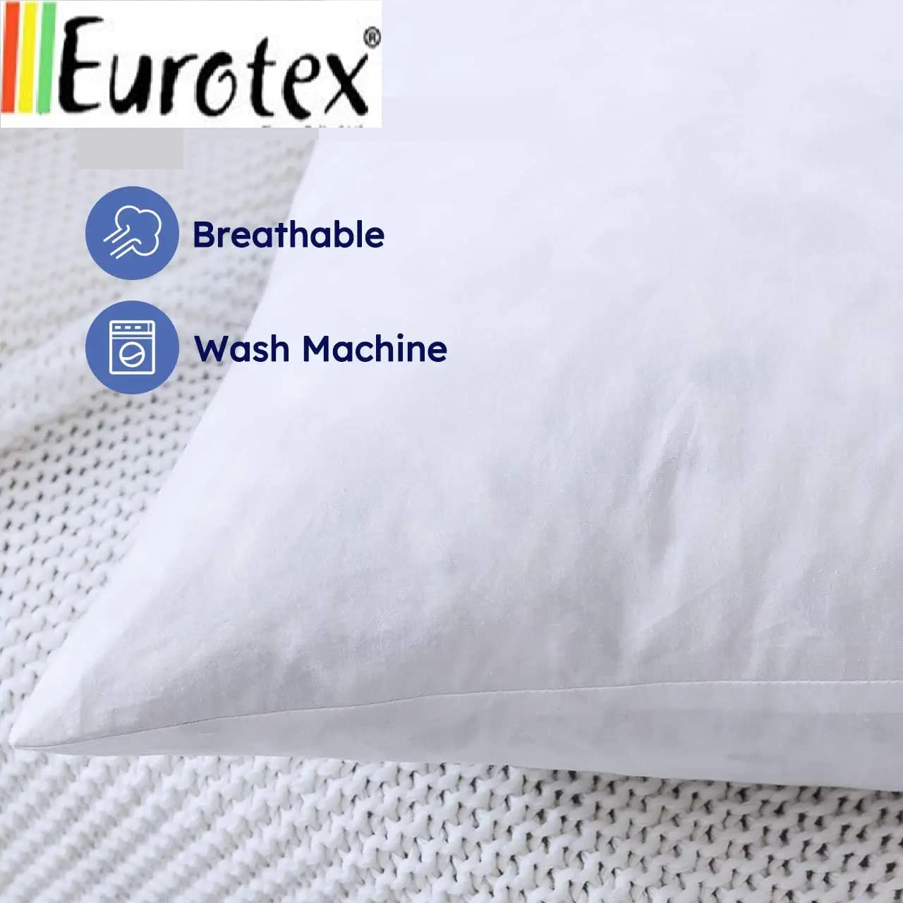 Eurotex Throw Pillows Insert 20 x 26 inch Bed and Couch Pillows, Rectangle. Pack of 2