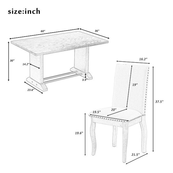 Wood Dining Table Set Rectangular Table with Iron Pipes