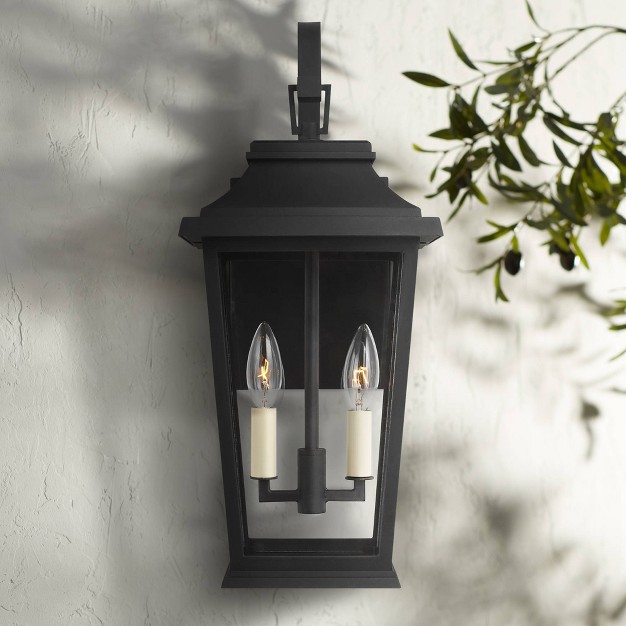 High Black 2 light Outdoor Wall Light