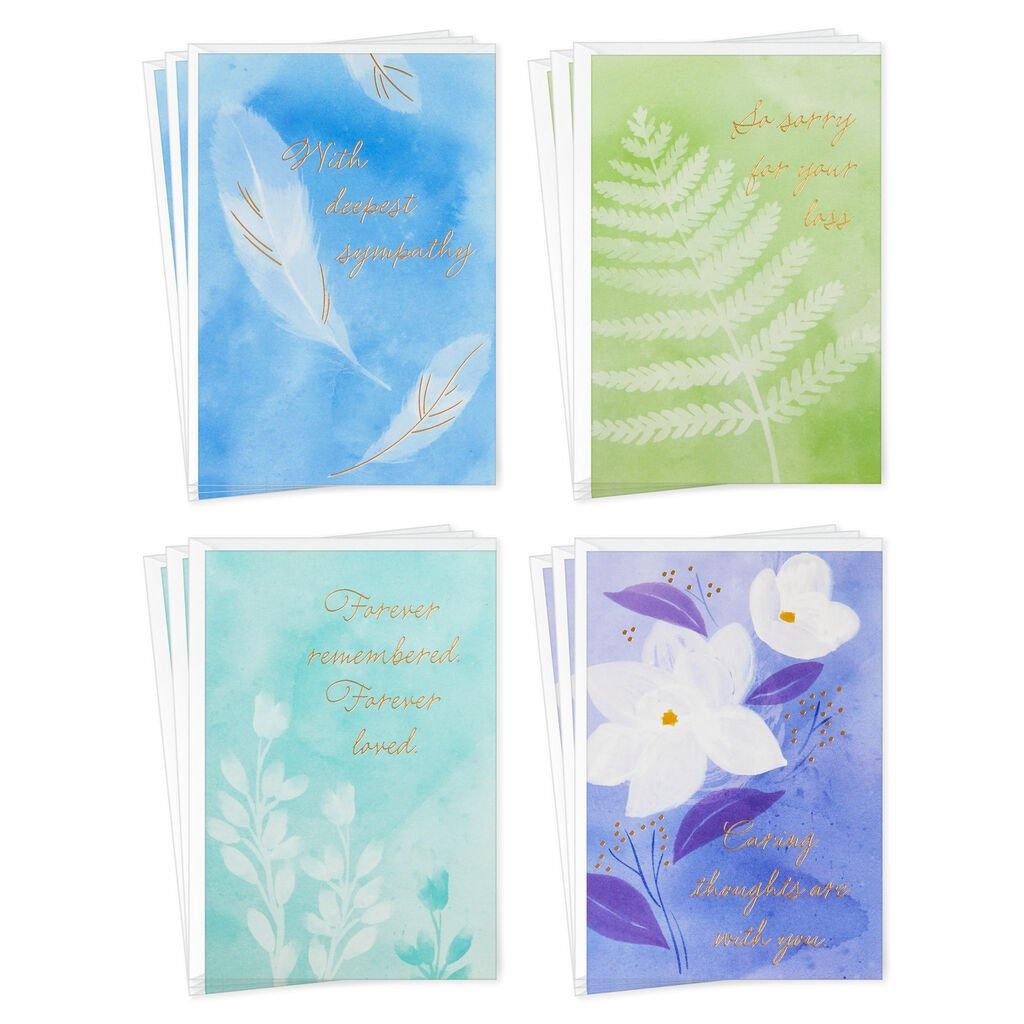 Hallmark  Serene Flowers Assorted Sympathy Cards, Pack of 12