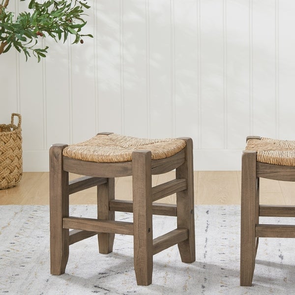 Carbon Loft Cimorene 18-inch Wood Stool with Rush Seat