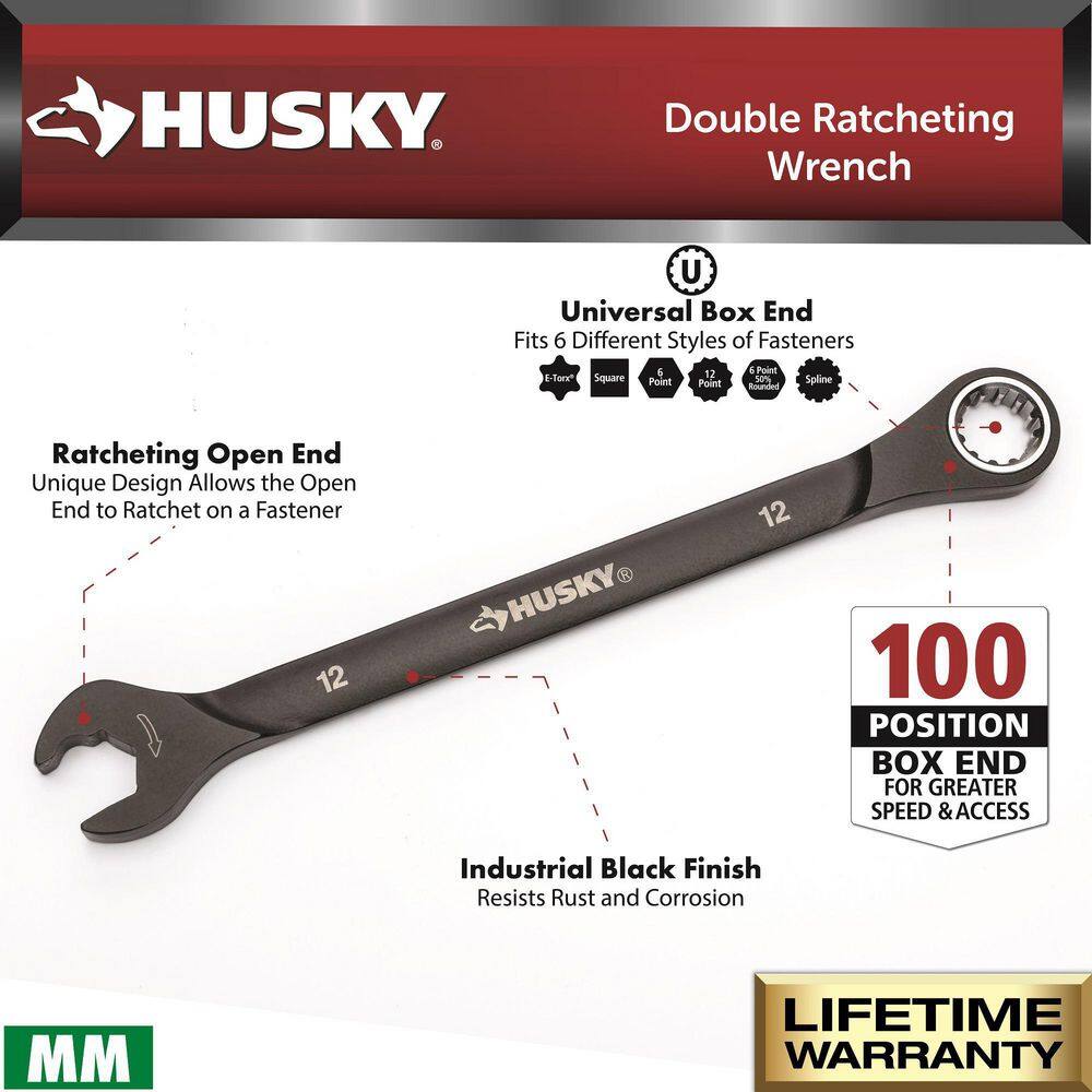 Husky 100-Position Double Ratcheting Wrench Set SAEMM (12-Piece) H100DRW12PCN