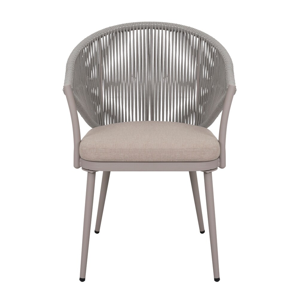 Aluminum Woven Rope Dining Chairs with Cushions (Set of 2)