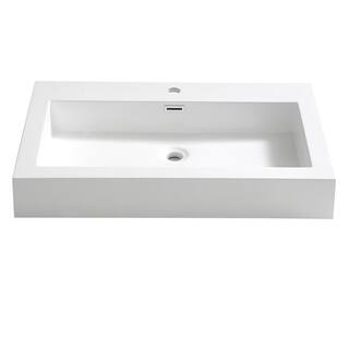 Fresca Livello 30 in. Drop-In Acrylic Bathroom Sink in White with Integrated Bowl FVS8030WH