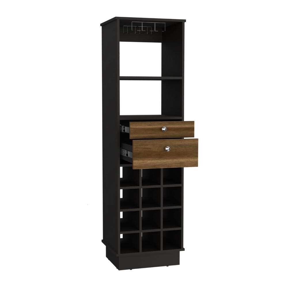 Zircon Bar Cabinet With 2 Drawers  12 Wine Cubbies  And Rack