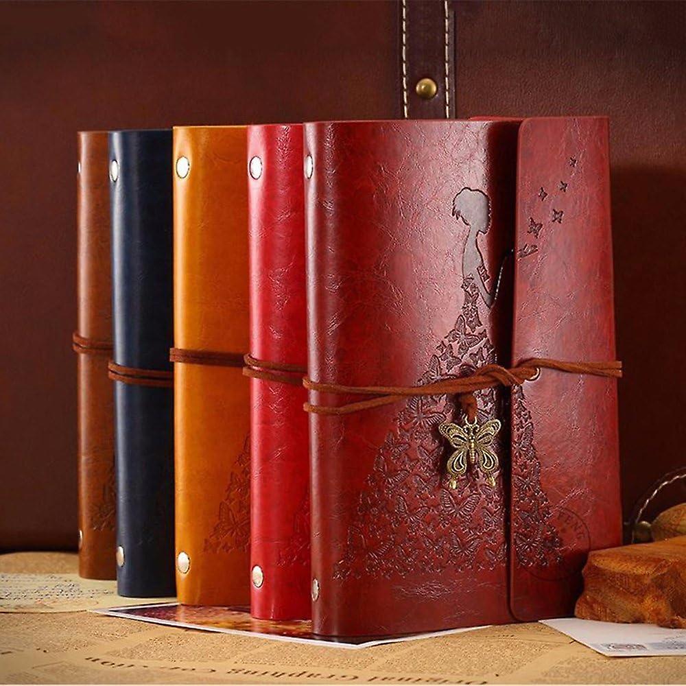 Leather Journal， Maleden Vintage Spiral Bound Notebook Refillable Dairy Sketchbook Travel Journal To Write In With Blank Pages (a6， Red Brown)
