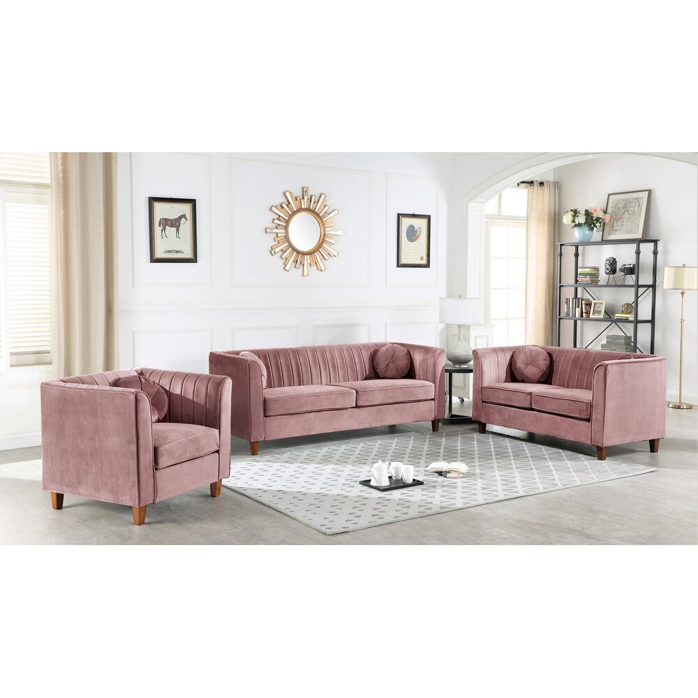 Lowery Kitts Velvet Classic Chesterfield Living Room Set