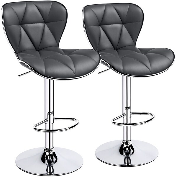 Yaheetech 2pcs Adjustable Chair Bar PU Leather Swivel Bar Stools