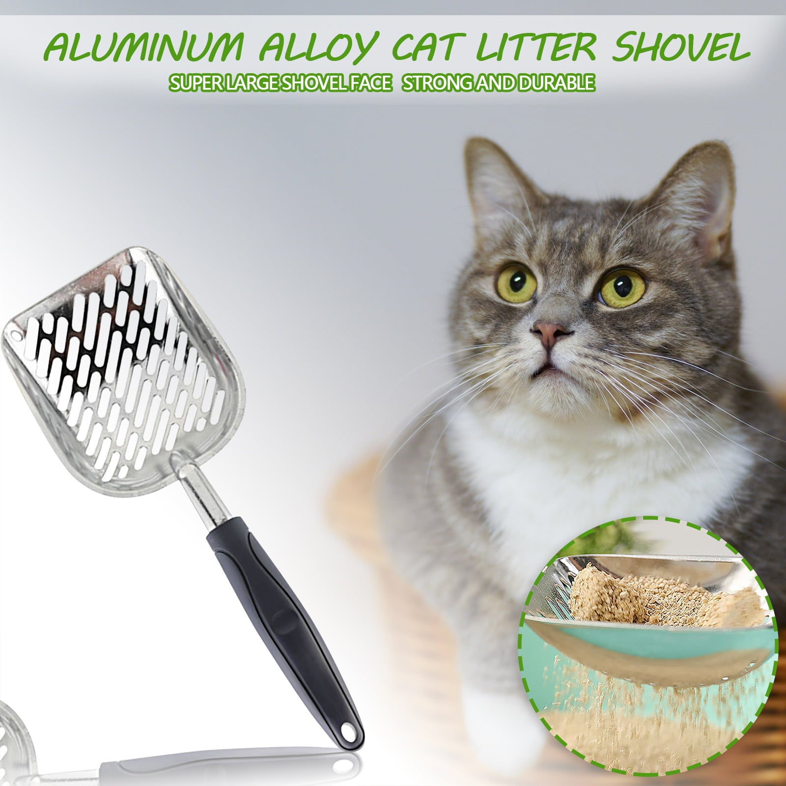 Cat Litter Scoop， Solid Metal Pet Litter Scoop Durable Pet Sifting Scoop