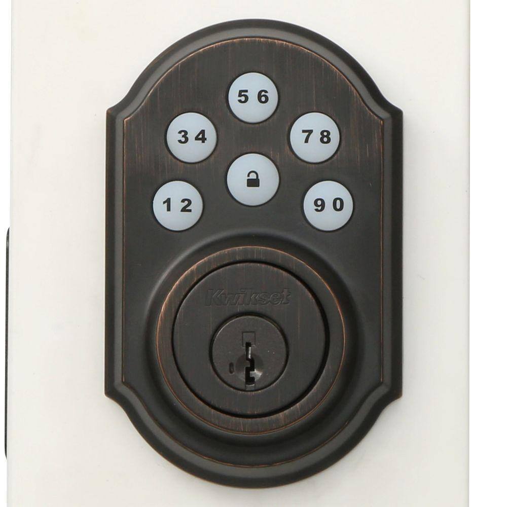 Kwikset SmartCode 909 Venetian Bronze Single Cylinder Keypad Electronic Deadbolt Featuring SmartKey Security 909 11P SMT CP SCR