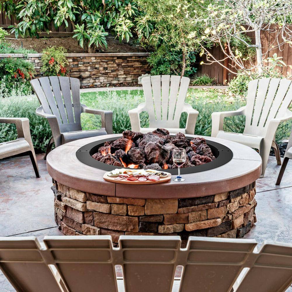 CASAINC 36 in. W x 10 in. H Round Steel Fire Pit Ring Liner for Ground Outdoor Backyard Wood HYFP-03