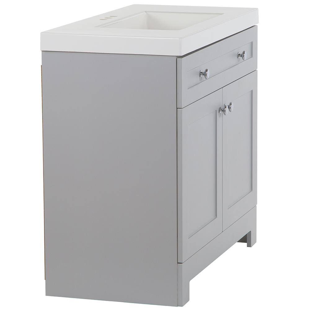 Glacier Bay Everdean 36.5 in. W x 18.8 in. D x 34.4 in. H Freestanding Bath Vanity in Pearl Gray with White Cultured Marble Top EV36P2-PG