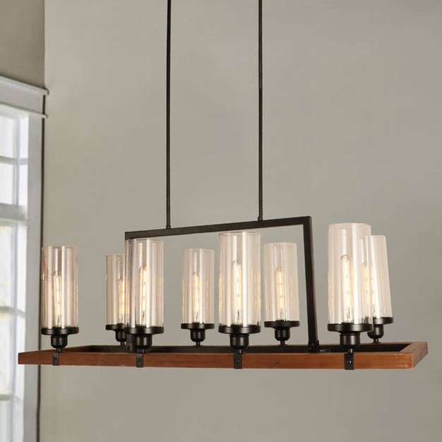 X 14 quot X 35 quot Baneli Kitchen Island Chandelier With Clear Glass Shade Black Warehouse Of 