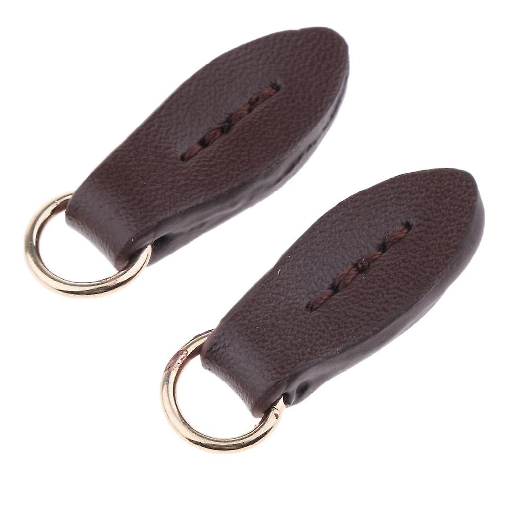 3x 2pcs Leather Zipper Puller Replacement Slider For Wallet Purse Bag Coffee